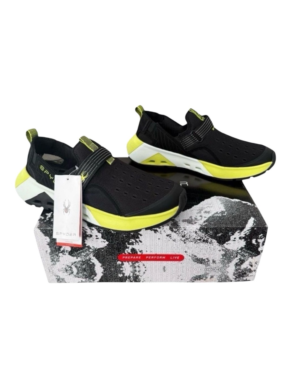 NWT Spyder Rafter Men's Water Shoes Size 10 Black Neon Yellow Athletic Slip On